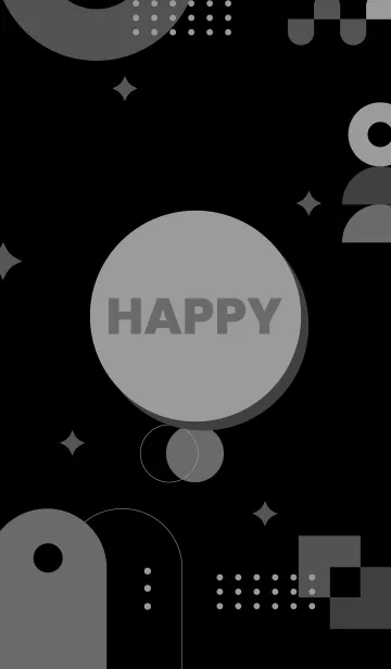 [LINE着せ替え] Happy Geometric Black & Grayの画像1