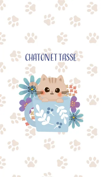 [LINE着せ替え] 子猫とマグカップ♡chaton et tasseの画像1