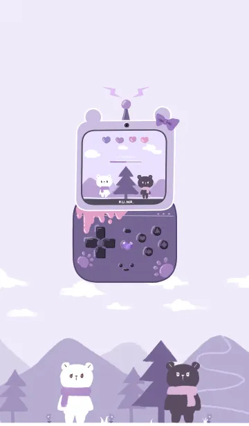 [LINE着せ替え] ゲーム風のくま-purple₋の画像1