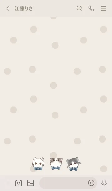 [LINE着せ替え] 猫たちとリボン -ネイビー- ドットの画像2