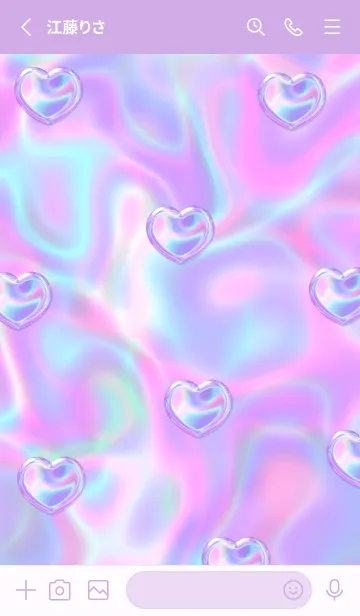 [LINE着せ替え] Cute Cute Little Heart Hologram 3の画像2