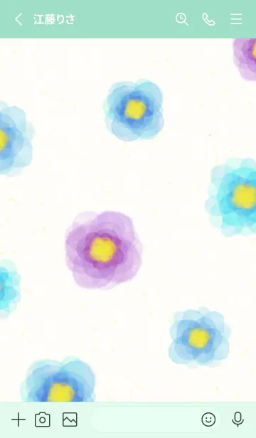 [LINE着せ替え] 水彩 花 青系19の画像2