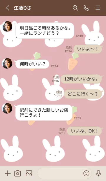 [LINE着せ替え] うさぎとにんじん/くすみレッドの画像3