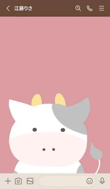 [LINE着せ替え] シンプルな仔牛ちゃん/くすみレッドの画像2
