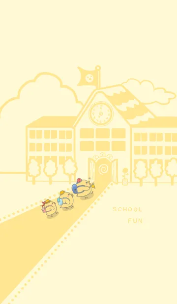 [LINE着せ替え] yellow duck school fun-pale yellow (bw3)の画像1