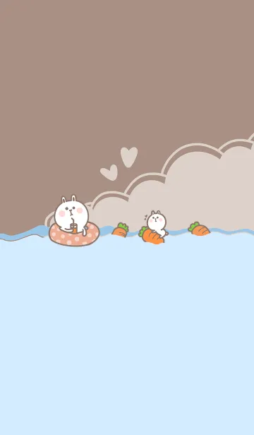 [LINE着せ替え] Rabbit Swimming Fun J-Red Orange (Br2)の画像1