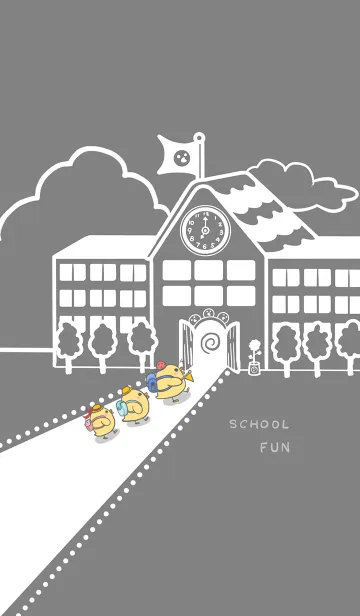 [LINE着せ替え] Little Yellow Duck School Fun -Gray(bw3)の画像1