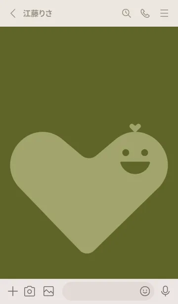 [LINE着せ替え] ハート型の着せかえ オリーブグリーンの画像2