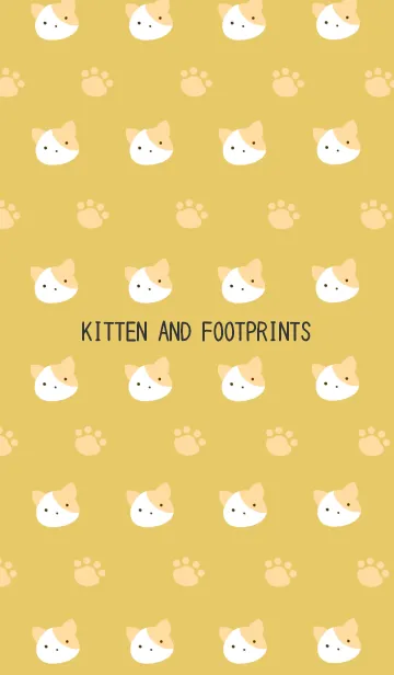 [LINE着せ替え] 子猫ちゃんと足跡/くすみイエローの画像1