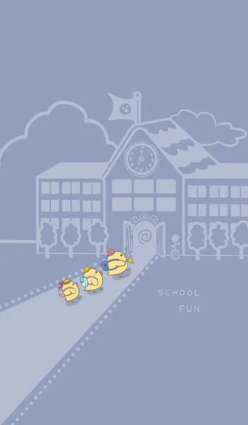 [LINE着せ替え] yellow duck school fun-blue (bw03)の画像1