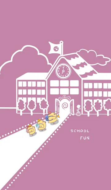 [LINE着せ替え] yellow duck school fun-magenta (bw3)の画像1