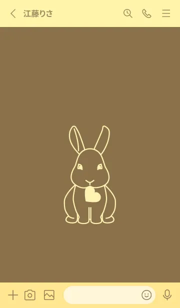 [LINE着せ替え] ウサギとハート 小鹿色の画像2