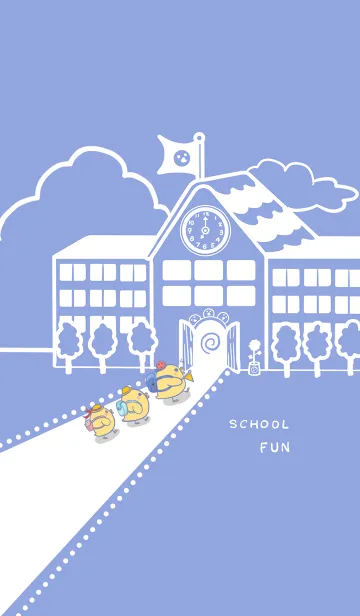 [LINE着せ替え] yellow duck school fun-bright blue (bw3)の画像1