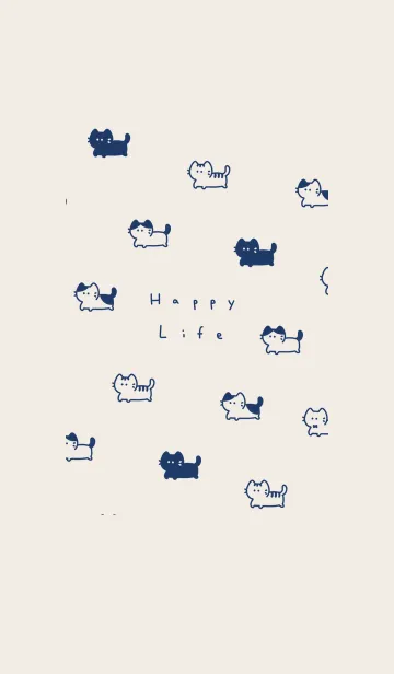 [LINE着せ替え] ゆるい猫。ネイビーとベージュの画像1