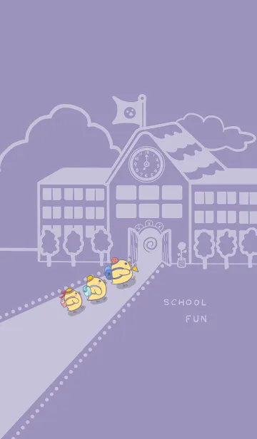 [LINE着せ替え] yellow duck school fun-purple (bw3)の画像1