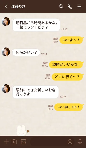 [LINE着せ替え] ふわもこ うさぎ - 韓国語 - ブラウン 01の画像3