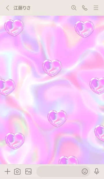 [LINE着せ替え] Cute Cute Little Heart Hologram 4の画像2