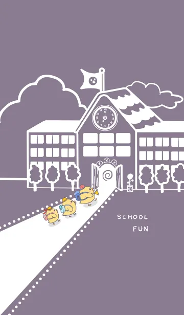 [LINE着せ替え] yellow duck school fun-gray purple(bw3)の画像1