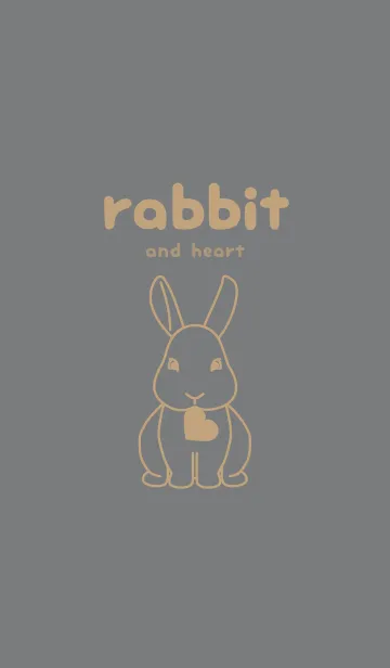 [LINE着せ替え] ウサギとハート 鉛色の画像1