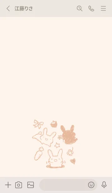 [LINE着せ替え] 落書き風うさぎ くすみオレンジの画像2