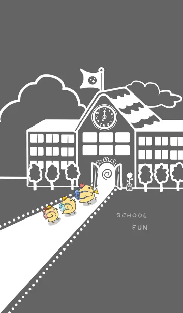 [LINE着せ替え] yellow duck school fun-dark gray (bw3)の画像1