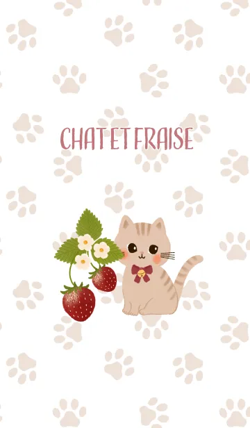 [LINE着せ替え] 猫といちご♡chat et fraiseの画像1