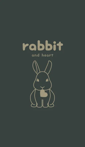 [LINE着せ替え] ウサギとハート オフブラックの画像1