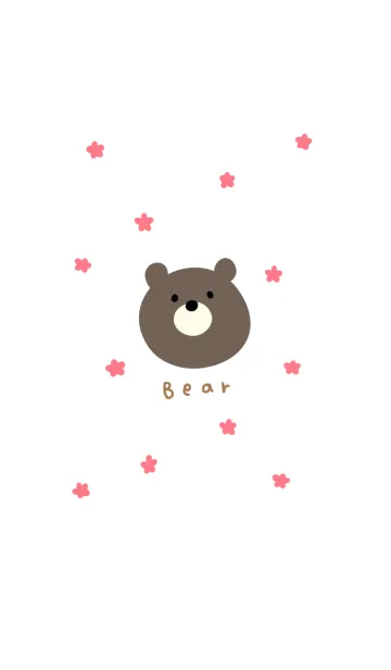 [LINE着せ替え] クマとピンクの花の画像1