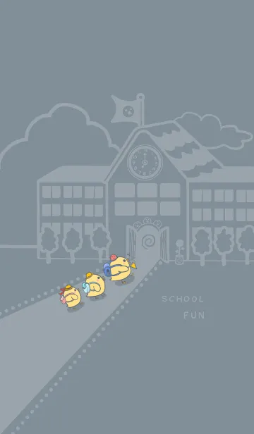 [LINE着せ替え] yellow duck school fun- gray indigo(bw3)の画像1