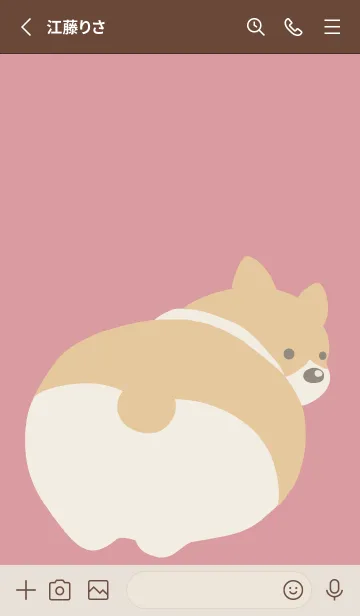 [LINE着せ替え] コーギーのおしり/くすみレッド/ベージュの画像2