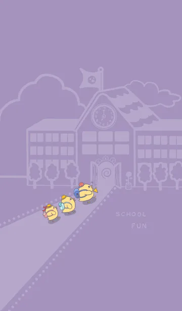 [LINE着せ替え] yellow duck school fun-purple (bw03)の画像1