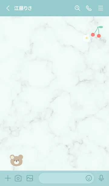 [LINE着せ替え] クマとチェリーと花♥グリーン15_1の画像2