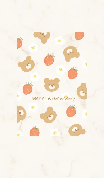 [LINE着せ替え] bear strawberry♥ベージュ02_1の画像1