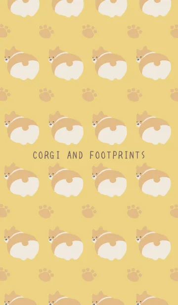 [LINE着せ替え] コーギーと足跡の着せかえ/くすみイエローの画像1