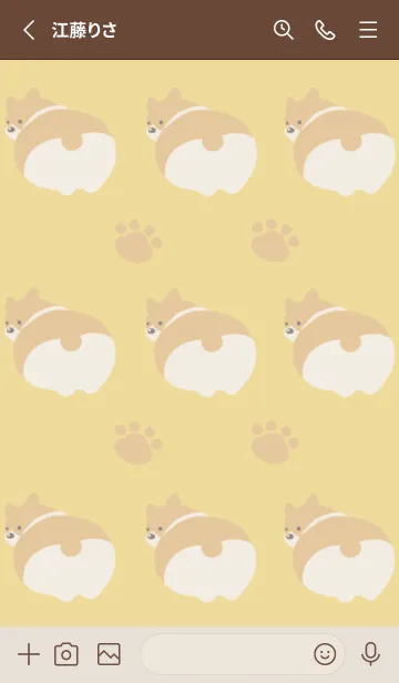 [LINE着せ替え] コーギーと足跡の着せかえ/くすみイエローの画像2