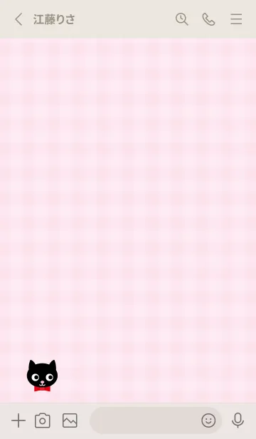 [LINE着せ替え] 黒猫 チェック柄15の画像2
