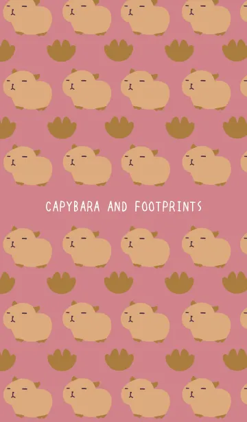 [LINE着せ替え] カピバラと足跡/くすみレッドの画像1