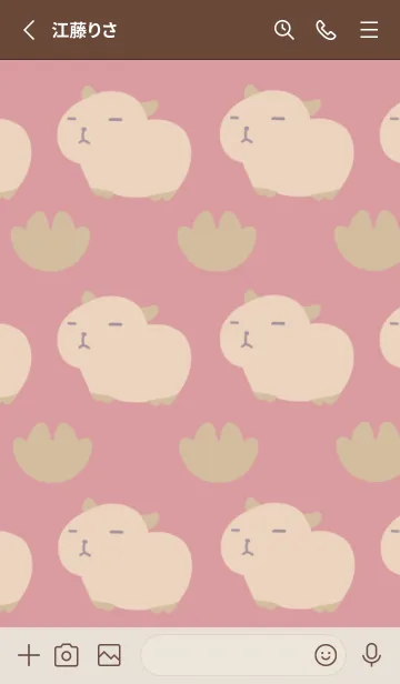 [LINE着せ替え] カピバラと足跡/くすみレッドの画像2