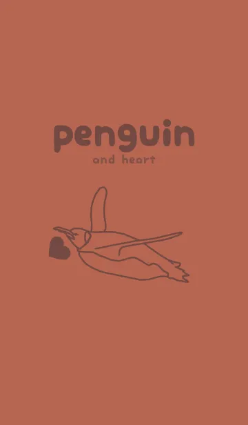 [LINE着せ替え] ペンギンとハート キャメルの画像1