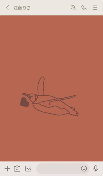 [LINE着せ替え] ペンギンとハート キャメルの画像2