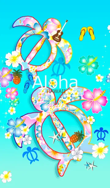 [LINE着せ替え] ハワイ♡海の守り神ホヌ＊ALOHA+315の画像1