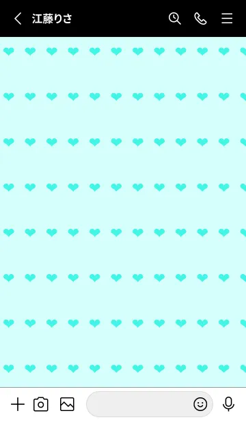 [LINE着せ替え] ハート柄ノート/蛍光ライトブルー/ブラックの画像2