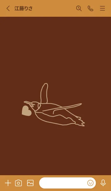 [LINE着せ替え] ペンギンとハート セピアの画像2