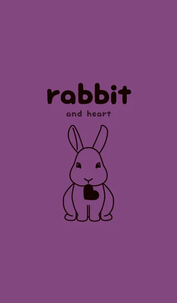 [LINE着せ替え] ウサギとハート 茄子紺の画像1