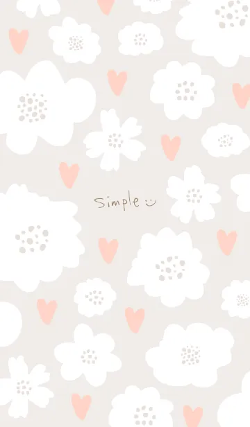 [LINE着せ替え] ハートと白い花23の画像1