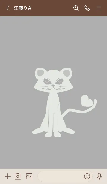 [LINE着せ替え] 猫のオッドとハート シルバーグレイの画像2