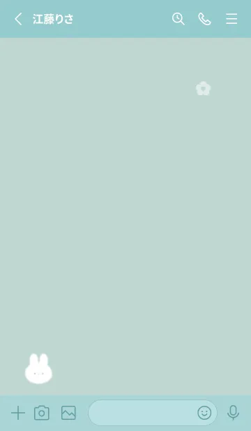 [LINE着せ替え] シンプルなウサギ✿ブルーグリーン06_1の画像2