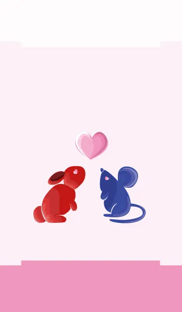 [LINE着せ替え] ekst Red（Rabbit）Love Blue（Rat）の画像1