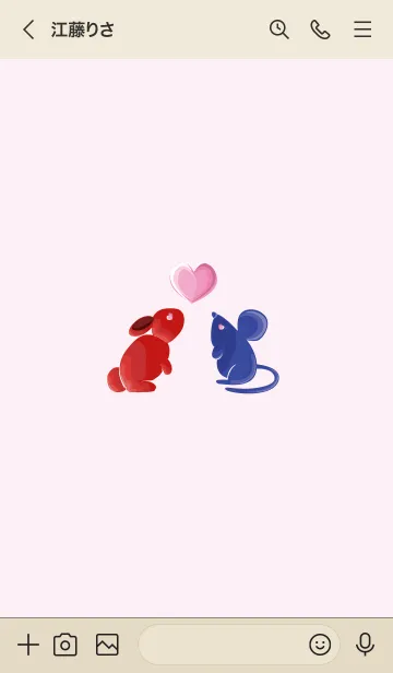 [LINE着せ替え] ekst Red（Rabbit）Love Blue（Rat）の画像2