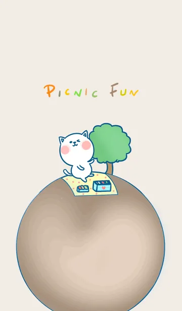 [LINE着せ替え] Picnic fun J-khaki gray (Br2)の画像1